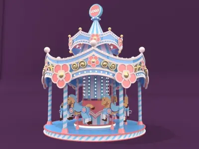 merry-go-round carousel Low-poly 3D model