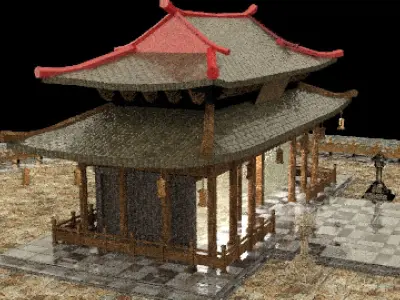 Chinese ancient house  Low-poly 3D model