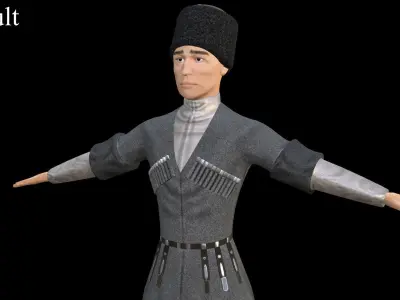 Caucasian or Cossack Character Costume Low-poly 3D model