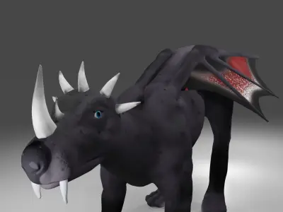 Four Legged Winged Dragon Creature Monster Low-poly 3D model