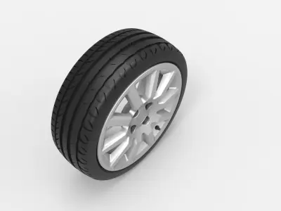 Wheel 4x100 R16 Opel Rim with Kormoran UHP Tire 3D model