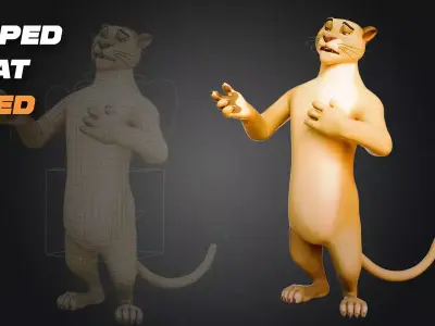 Biped BigCat Rigged Free 3D model