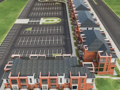 Apartment Complex Low-poly 3D model