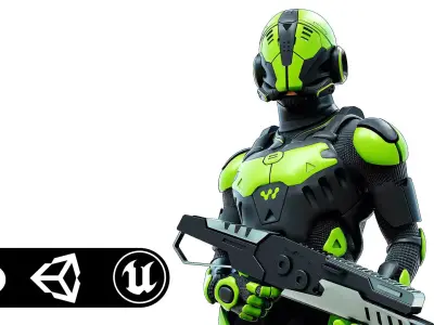 MECHA SOLDIER-O  Rigged for Unreal Engine - Unity - MIXAMO  3D model