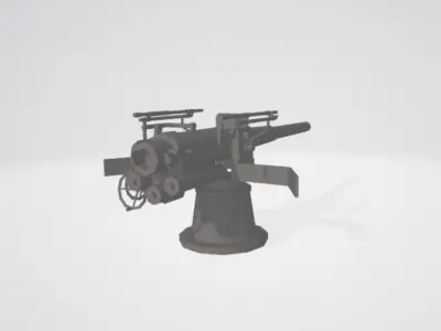 NAVAL GUN WW1 and WW2 Low-poly 3D model