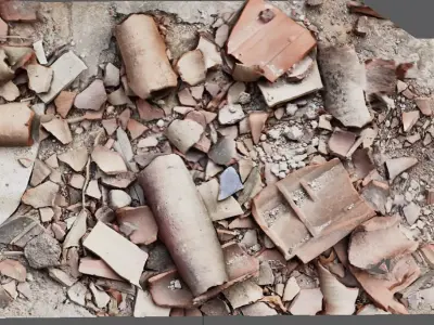 Roof tiles broken into pieces 3D model