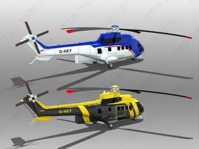 Aerospatiale 33L2 Low-poly 3D model