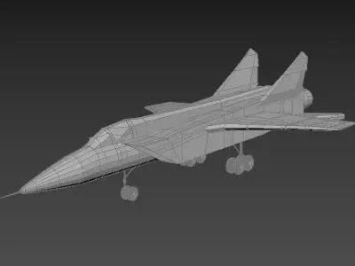 MiG-31 fighter jet Low-poly 3D model