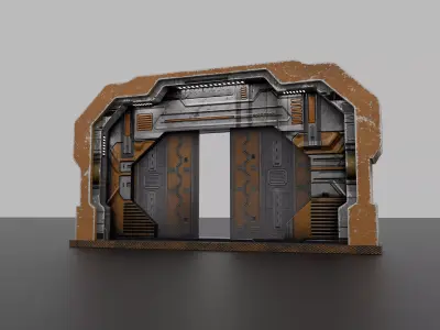 SciFi Industrial Door Futuristic Cyberpunk Gate Low-poly 3D model