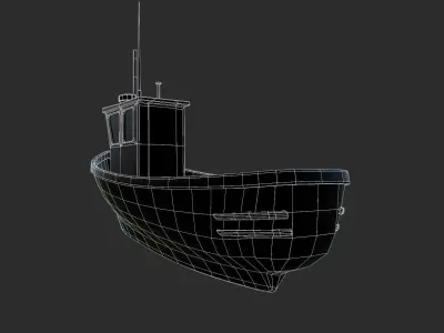 Small fishing boat Low-poly 3D model