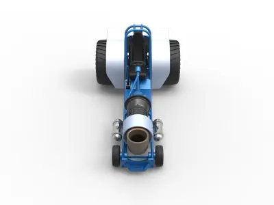 Mini Rod pulling tractor with jet engine 2 Scale 1 to 25 3D print model