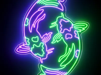 Koi Fish Neon Sign 3D model
