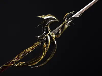 Fantazy Katana Sword Melee Weapon Low-poly 3D model