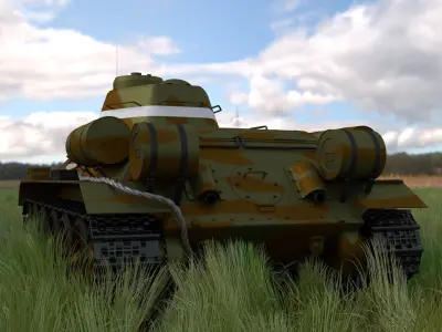 T-34 76 Camo Interior Engine Bay Full HDRI 3D model