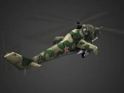 Mi-24 Hind Helicopter Low-poly 3D model