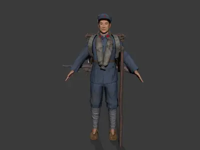 China soldier Low-poly 3D model