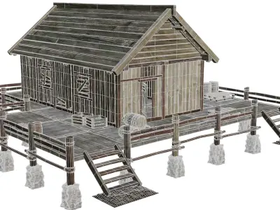 Old Lake House 24 PBR 4K GameReady Low-poly 3D model