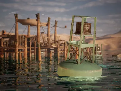 Fishing Dock 35 Assets Low-poly 3D model