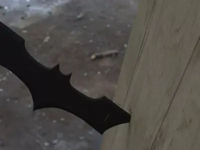 Batarang stuck In a wall Free 3D model