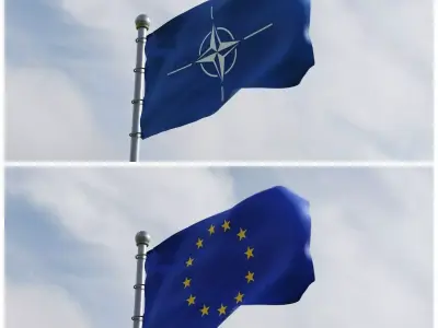 Animated Europe and NATO Flags 3D model
