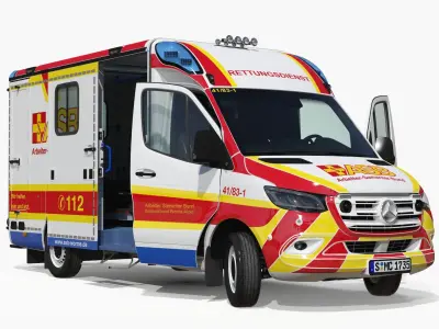 ASB Mercedes Sprinter Ambulance Rigged 3D model