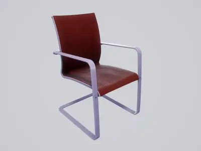 Modern chair deep red wool - lavender painted wood Low-poly 3D model