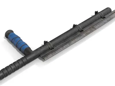 Police Baton with Blade Low-poly 3D model
