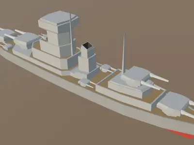 low poly battle ship Low-poly 3D model