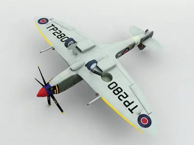 Supermarine Spitfire MK XVIII Aircraft Low-poly 3D model
