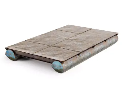 Old metal army floating bridge pontoons da1 Low-poly 3D model