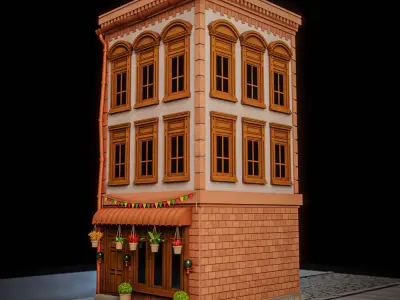 LOWPOLY CITY BUILDING STYLIZE 5 Low-poly 3D model