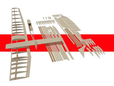 Balsa wood glider parts 3D model