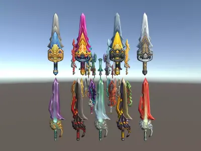 Cartoon Fantasy Weapons Swords Low-poly 3D model