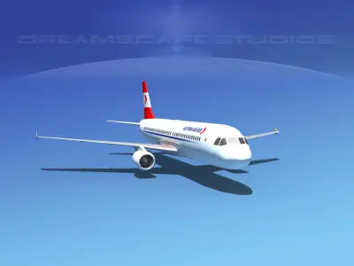 Airbus A320 LP Austrian Low-poly 3D model