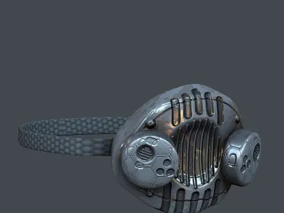 Gas mask helmet 3d model scifi Low-poly 3D model