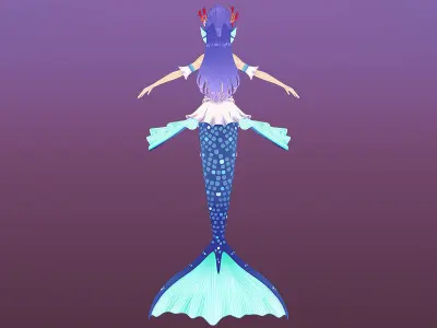 Monster Girl Mermaid Low-poly 3D model
