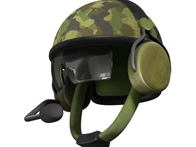 3d Military Helmet with Headset and Visor 3D model