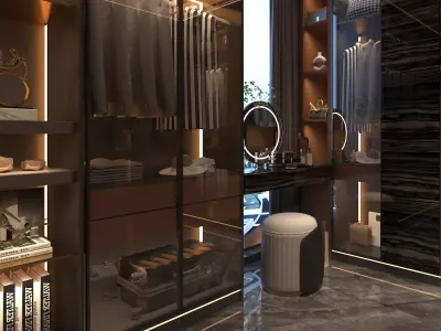 Dressing room Wardrobe closet full Scene  02 3D model