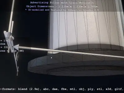 Advertising Pillar with Glass 5 Low-poly 3D model
