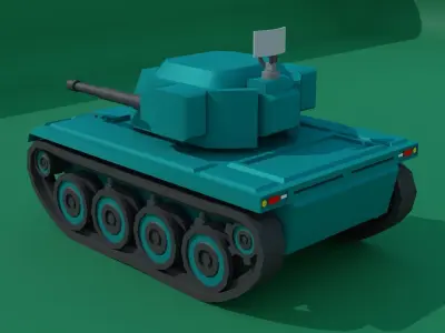 Simple Stylized Self-propelled anti-aircraft Low-poly 3D model