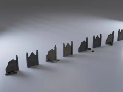 Hand Sculpted cemetery gravestones part 6 Low-poly 3D model