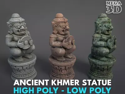 Ancient Khmer Statue14-250523 Low-poly 3D model