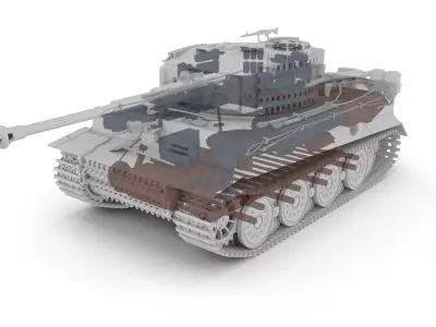 Fully built Panzer Tiger Tank Late 1944 Clay 3D model