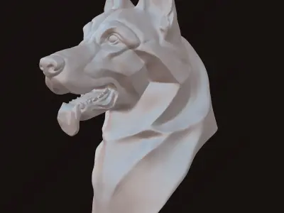 Stylized German Shepherd Dog Head 3D model