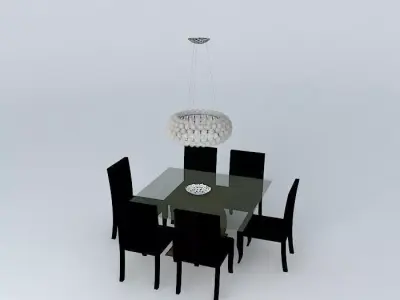 Table dining and chairs Free 3D model
