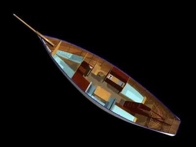 American Sailing Yacht - Early 20th Century 3D model