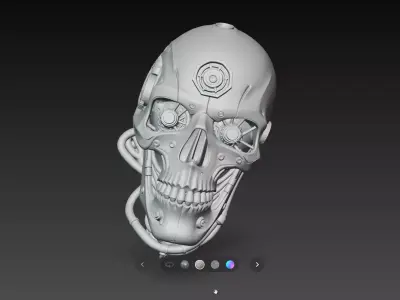 Advanced Cyborg Skull Glowing Eyes Sci Fi Sculpture STL V1 3D print model