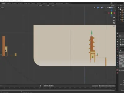 Temple 5 - Tree Temple Low-poly 3D model