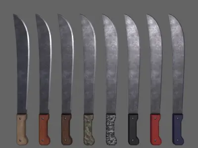 PBR Machete Low-poly 3D model