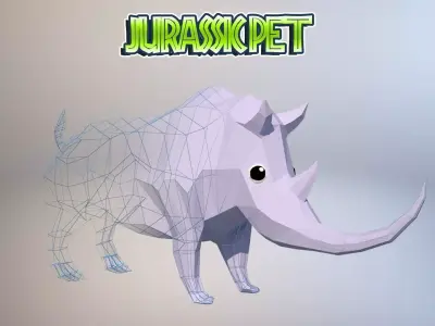Woolly rhinoceros Low-poly 3D model